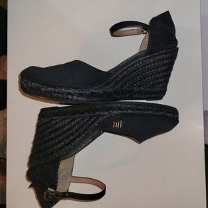 Viscata black Satuna canvas jute espadrille wedge